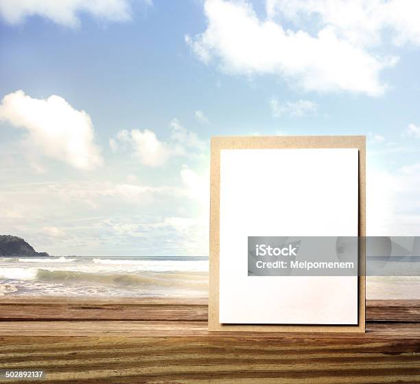 Handmade Card Over Blue Sky Background Stock Photo - Download Image Now - Art And Craft, Blank, Blue