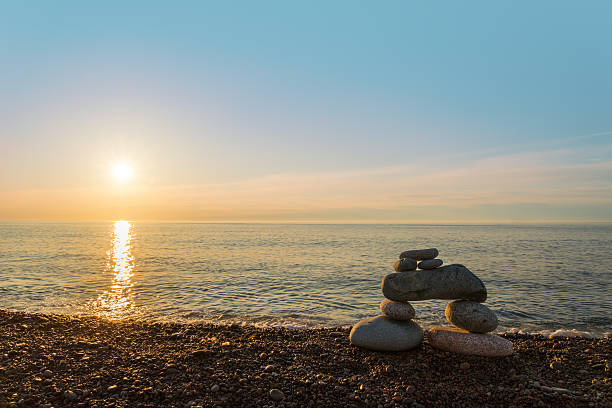 Inukshuk stones stock photo