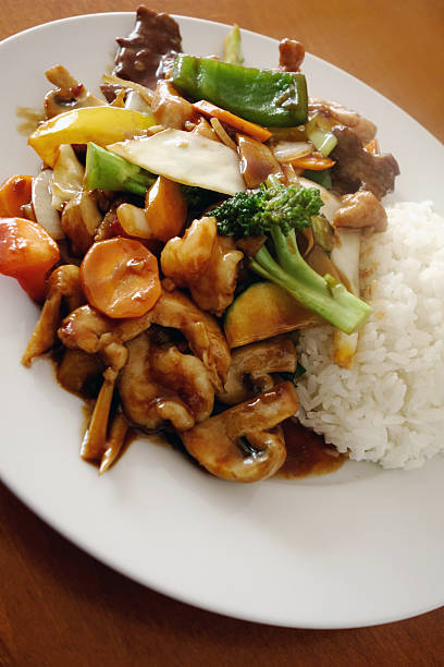 istock Chinese food chicken with vegetables and rice 502895899