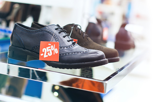 Classic black mens shoes on sale at the store.