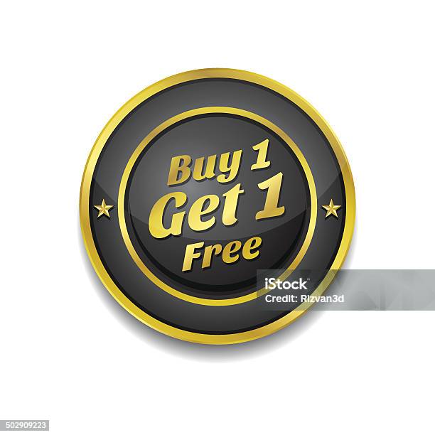 Buy 1 Get 1 Free Glossy Shiny Circular Vector Button Stock Illustration - Download Image Now