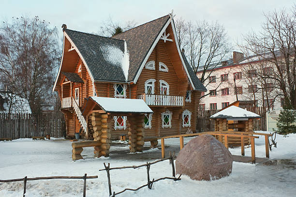 Snow Maiden terem in Kostroma Kostroma, Russia - January 05, 2012: Wooden tower of the snow maiden in Kostroma. maiden stock pictures, royalty-free photos & images