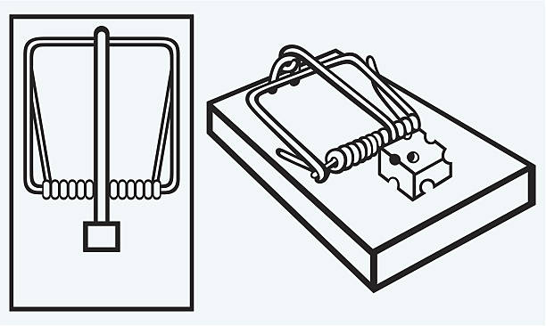 Mousetrap with cheese vector art illustration