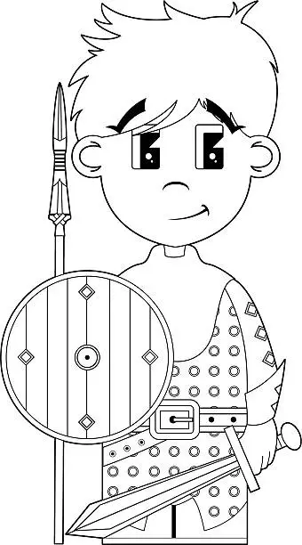 Vector illustration of Medieval Soldier Outline