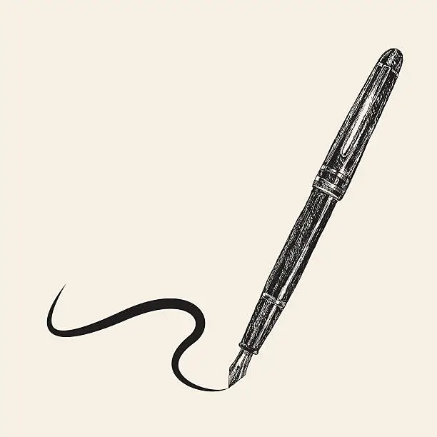 Vector illustration of Sketch fountain pen