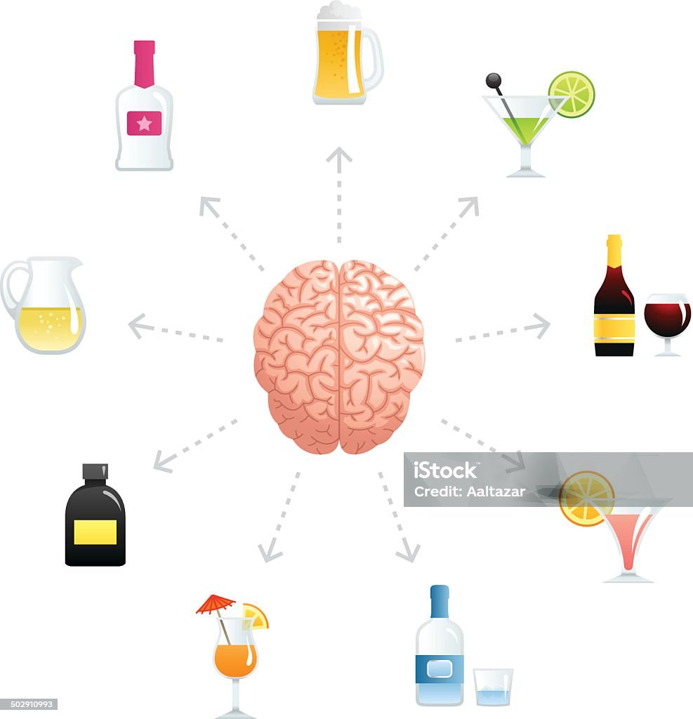Denken über Alkohol - Lizenzfrei Alkoholisches Getränk Vektorgrafik