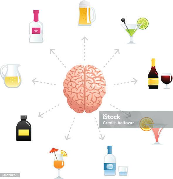 Denken Über Alkohol Stock Vektor Art und mehr Bilder von Alkoholisches Getränk - Alkoholisches Getränk, Getränk, Anatomie