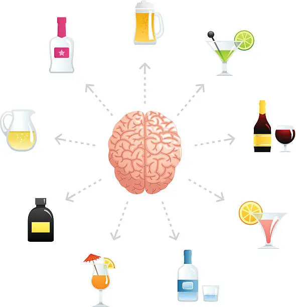 Vector illustration of Thinking About Alcohol