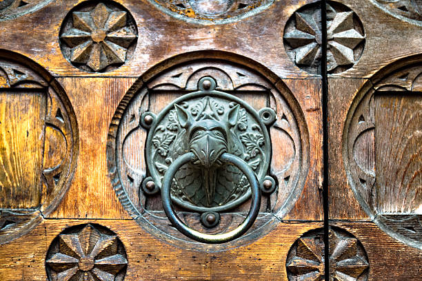 istock Antique door knocker shaped monster's head. 502911902