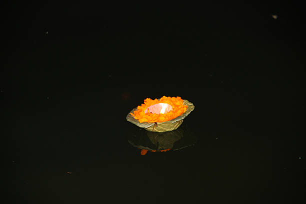 istock India: Floating Flower Candle in Varanasi 502912035