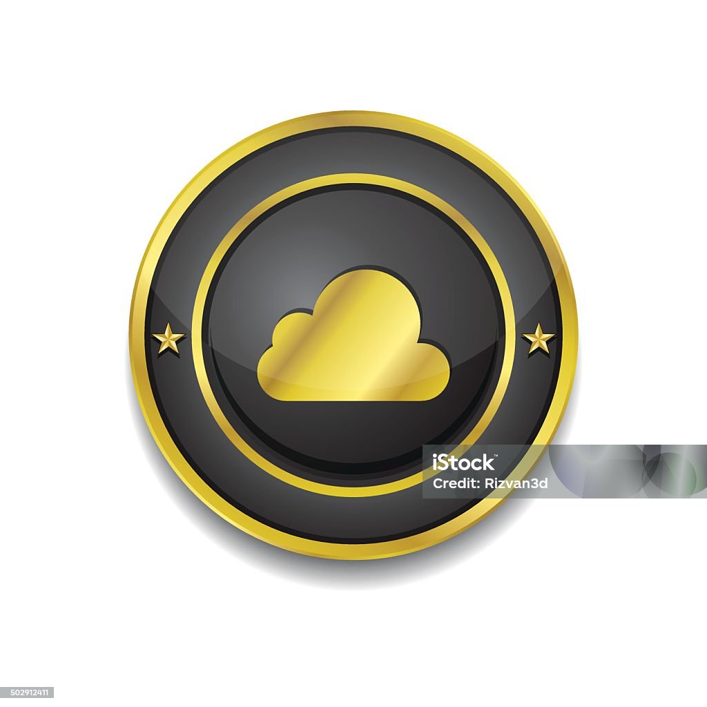 Cloud Circular Vector Golden Black Web Icon Button Black Color stock vector