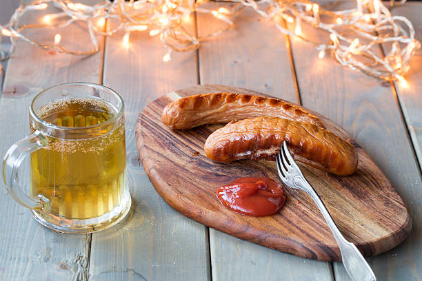 bavarian sausages with bretzel and beer