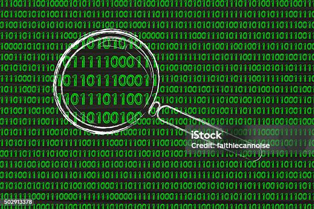 Magnifying Glass On Binary Code Concept Of Pattern Recognition Stock ...