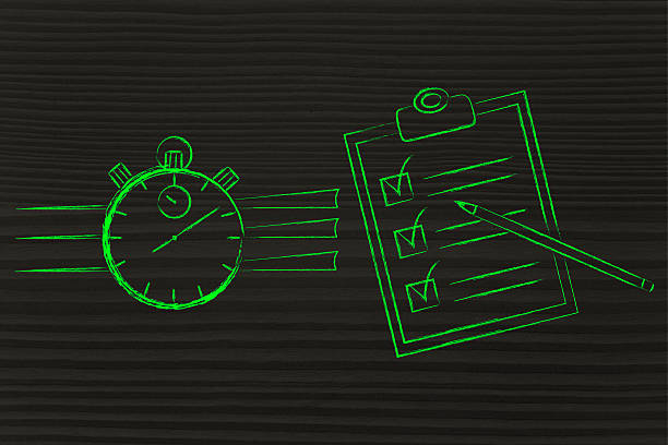 time management: stopwatch and completed task list