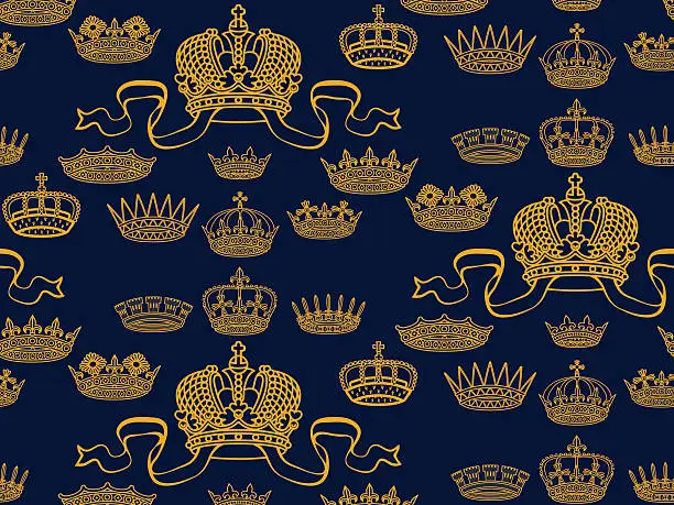Vector illustration of Crowns seamless pattern