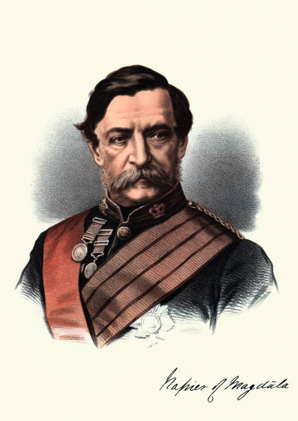 выдающаяся victorians-портрет фельдмаршал robert napier - marshal arts stock illustrations