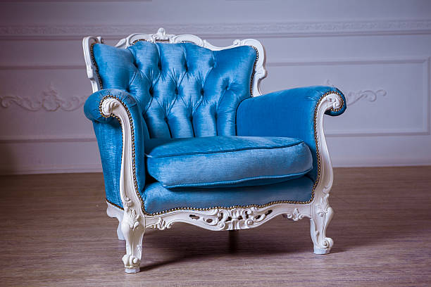 Blue armchair in the room