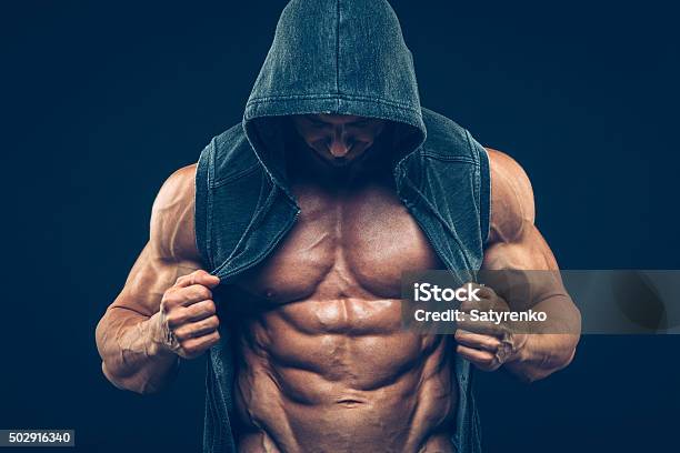 Man With Muscular Torso Strong Athletic Men Fitness Model Torso Stock Photo - Download Image Now