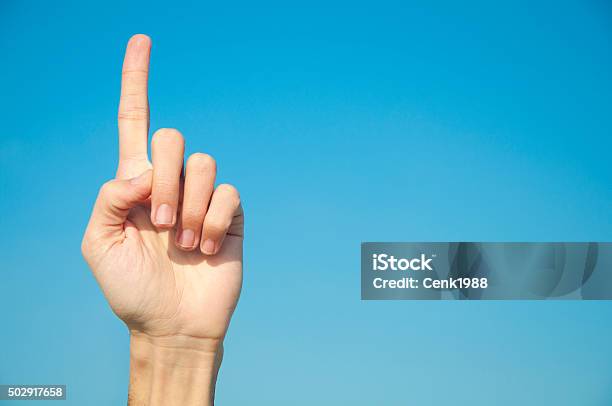 Mans Hand With The Index Finger Stock Photo - Download Image Now - 2015, Adult, Counting