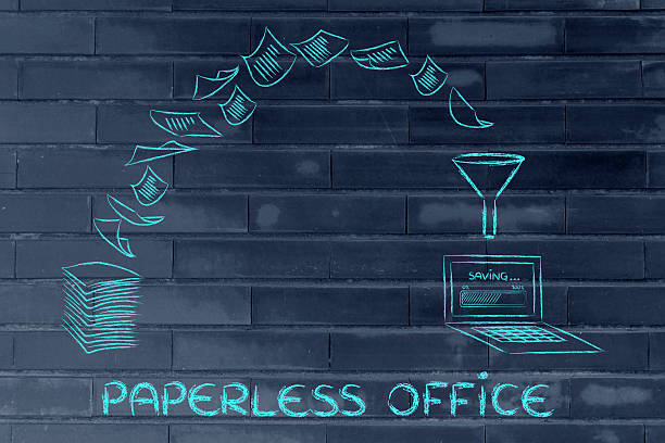 paperless office: scanning documents and turning paper into data stock photo