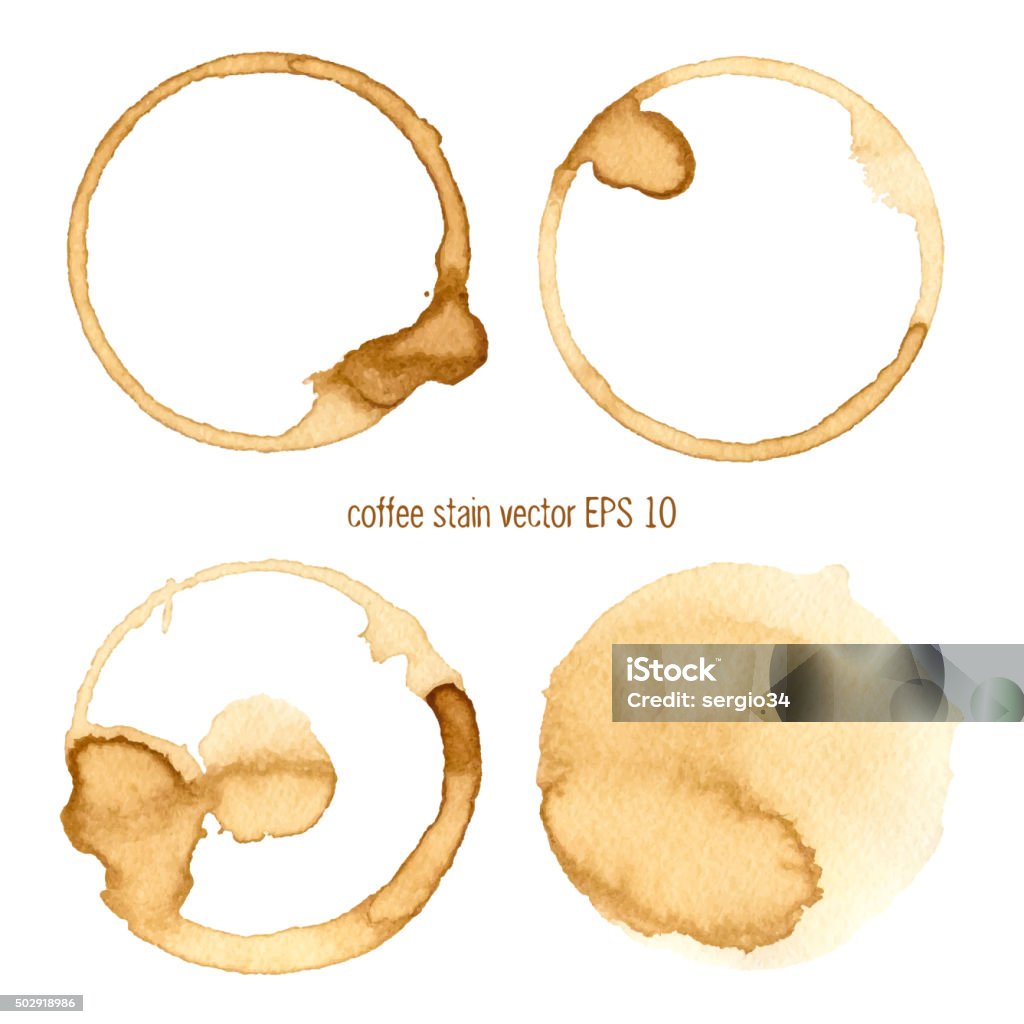 Coffee Stain Coffee Stain, Isolated On White Background.  Collection of circle various  coffee stains isolated on white background Coffee - Drink stock vector