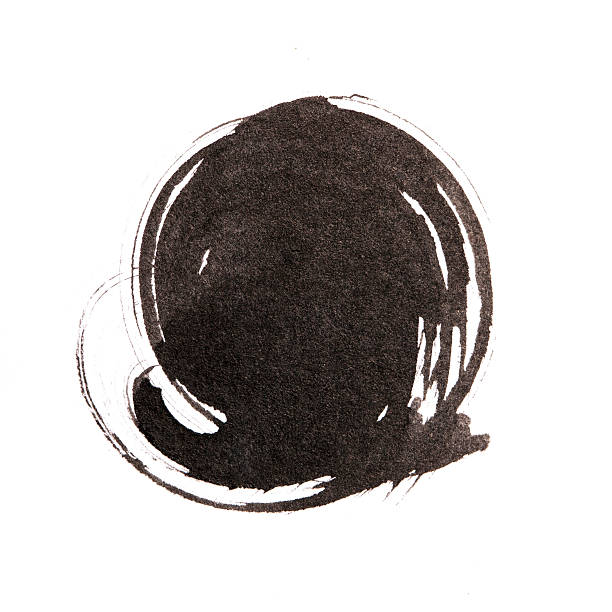 Handmade  circle drawing ink black brush sketch on isolated whit