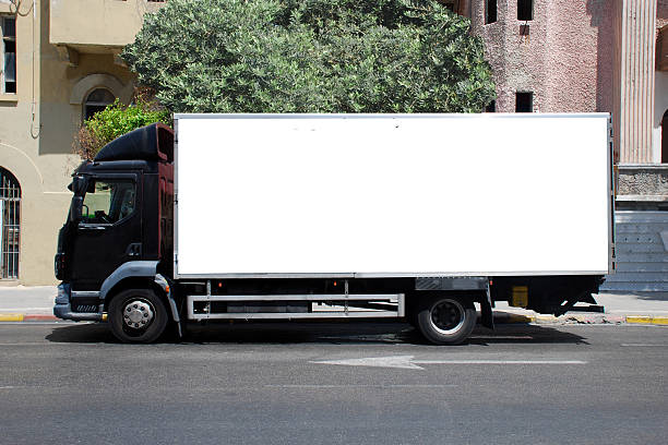 istock Blank white Sign on a white truck 502921132