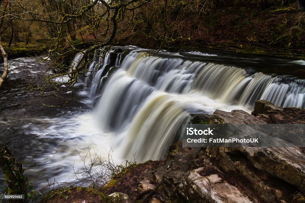 Sgwd y Pannwr waterfall. On the river Afon Mellte, U Sgwd y Pannwr Falls, waterfall. Pontneddfechan, Vale of Neath, Powys, Wales, United Kingdom, winter. 2015 Stock Photo