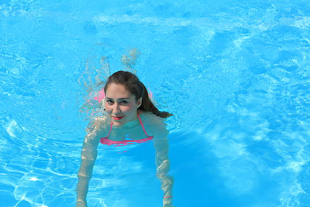 istock Young Lady Poses in the Swimming Pool 502922478