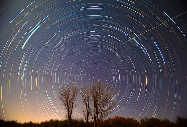 istock Polaris and star trails over the trees 502931309