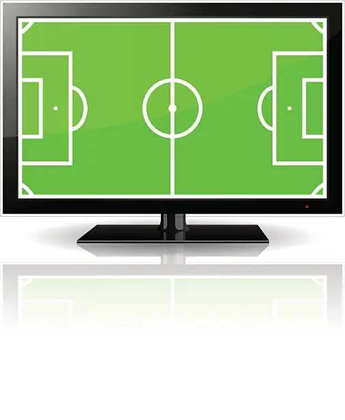 Vector illustration of Soccer field on TV screen