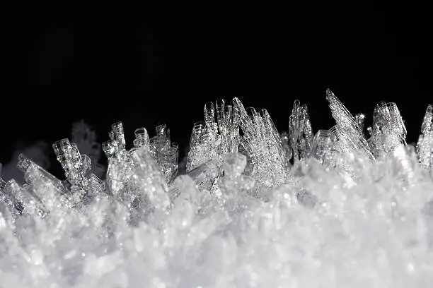close-up of ice-crystals in winter