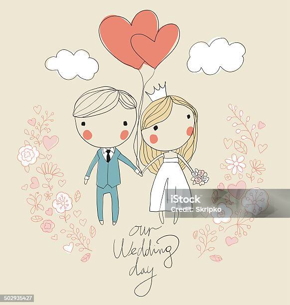 Wedding Card Bride And Groom Stock Illustration - Download Image Now - Wedding, Couple - Relationship, Bride