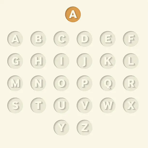 Vector illustration of Alphabet (A – Z) in circles (Cut out)