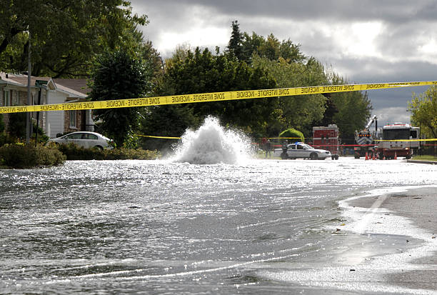 istock Street flooding in town. 502936298