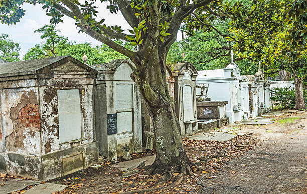 lafayette friedhof in new orleans mit historischen grab steinen - christian quarter stock-fotos und bilder