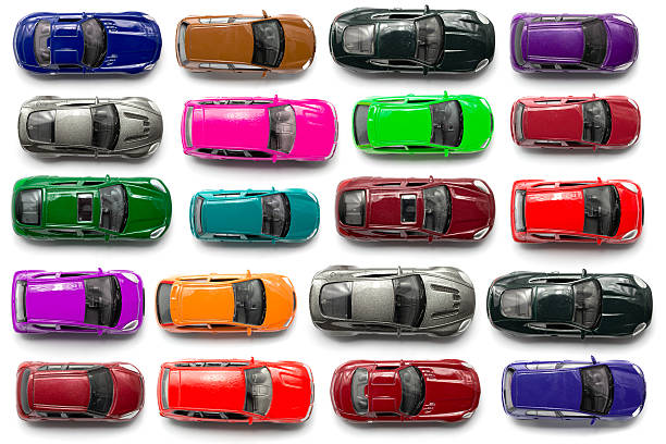 top view on colorful car toys
