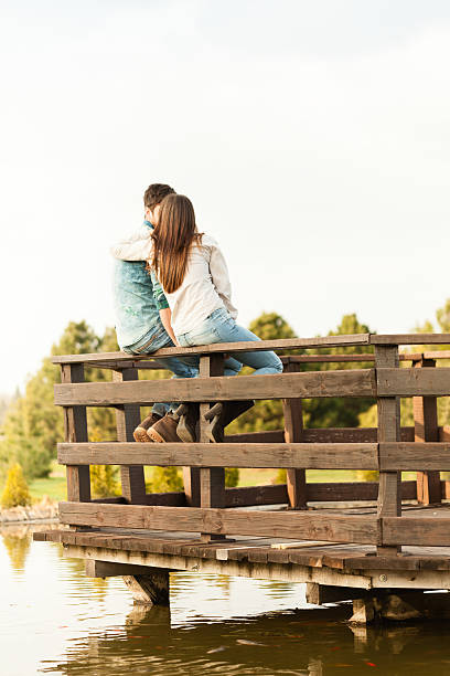 istock Romantic couple by the lake 502938745