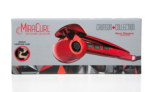 Miami, USA - December 5, 2015: Miracurl Crimson Collection profesional curl machine by BaBylissPRO. Miracurl and BaBylissPRO brands are owned by Conair Corporation.