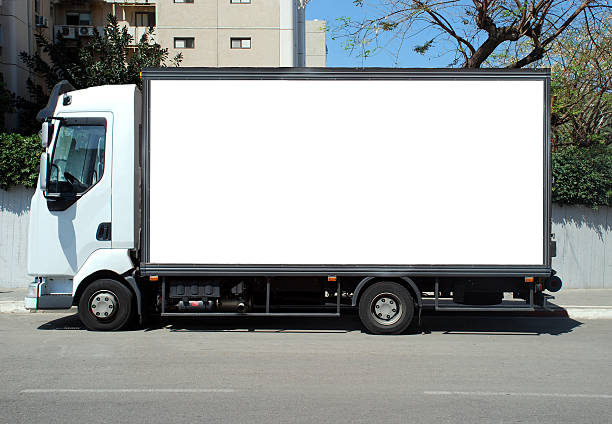 istock Blank white Sign on a white truck 502940166