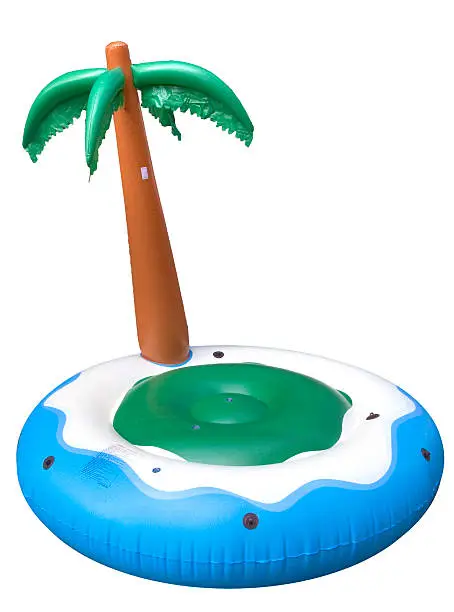 inflatable bathing island with palm tree