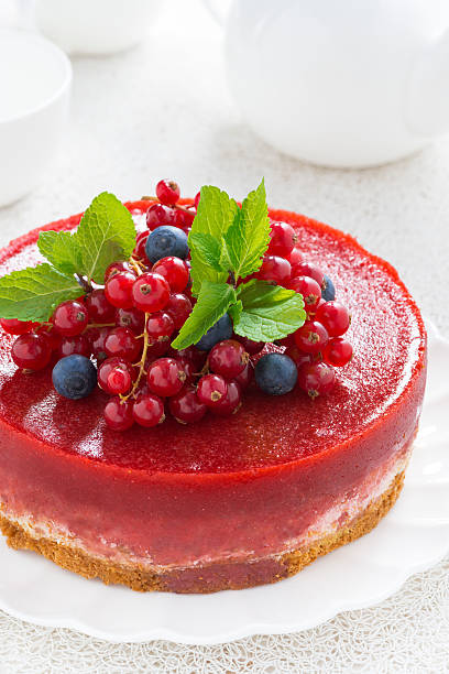 istock cheesecake with berry jelly on a plate, vertical, close-up 502944176