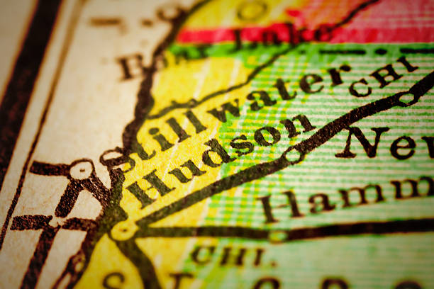 istock Hudson, Wisconsin on an Antique map 502945324