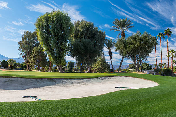 istock Sand trap or bunker near a golf green 502945642