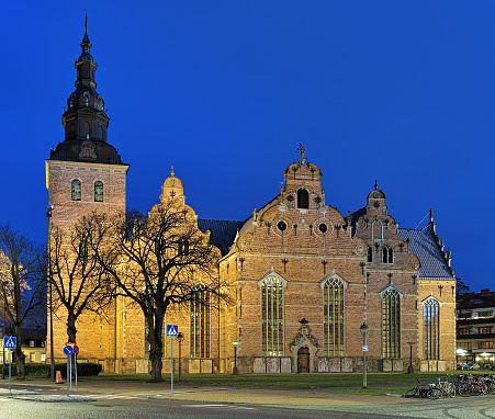 Church of Holy Trinity in Kristianstad at dusk, Sweden