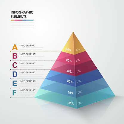 attractive infographic design with 3d colorful triangle elements