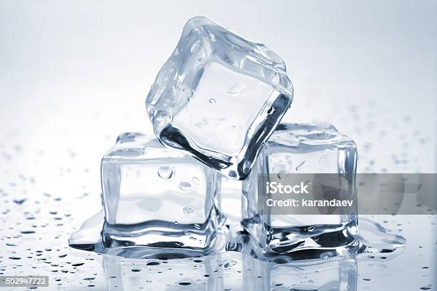 Three Melting Ice Cubes Stock Photo - Download Image Now - Ice Cube, Transparent, Ice