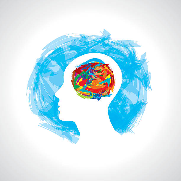 ilustraciones, imágenes clip art, dibujos animados e iconos de stock de cabeza humana pensamiento decisiones de cepillo stock - brain concentration mental illness intelligence