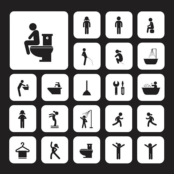 toilet and hygiene icons toilet and hygiene icons set animal muscle stock illustrations
