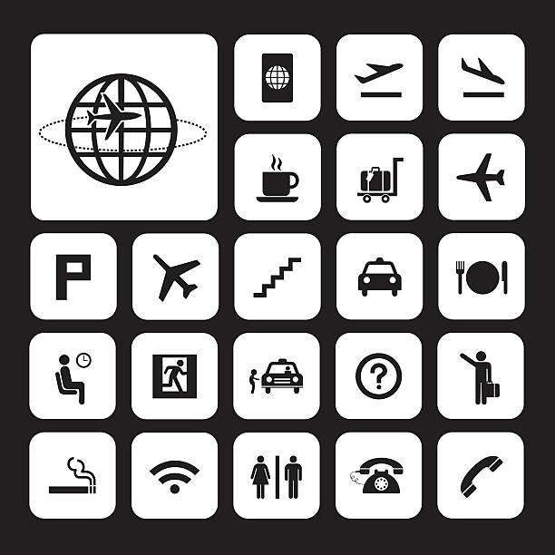 illustrations, cliparts, dessins animés et icônes de airport icons set - airport security staff